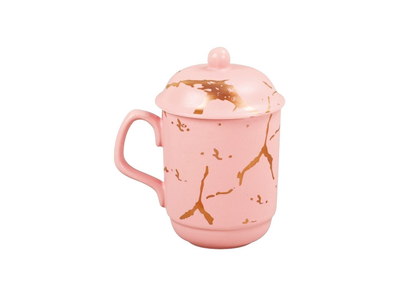 YM66 Pink Mug dengan Motif Marmer